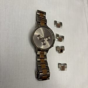 MVMT Nova Watch Women Rose Gold Dial Gold Tone Round Daydate Round Needs Battery